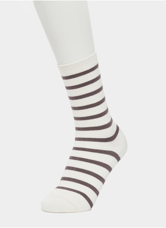 Set of 5 - Striped Crew Socks