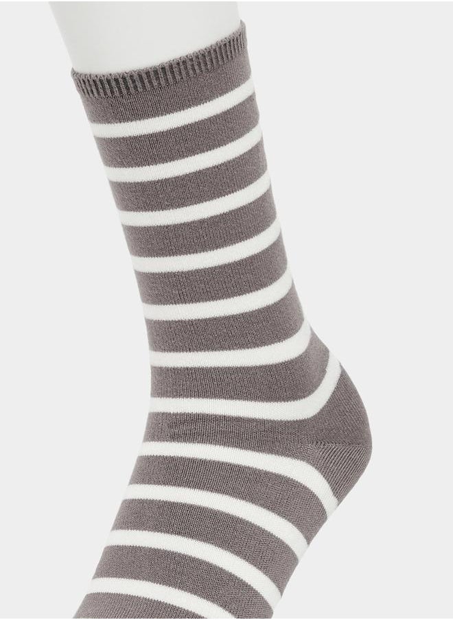 Set of 5 - Striped Crew Socks