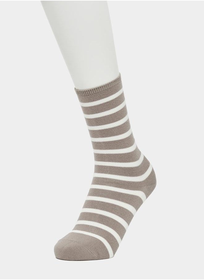 Set of 5 - Striped Crew Socks