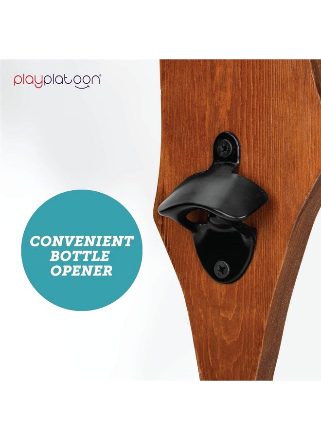 Platoon Hook And Ring Game With Bottle Opener And Magnetic Cap Catch - Wood Ring Toss Game For Adults, Fish Tiki Design