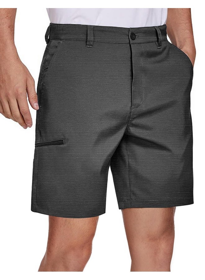 PULI Mens Casual Flat Front Shorts Golf Hybrid 7