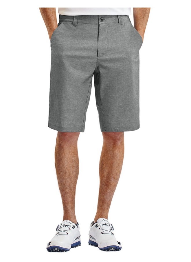 PULI Mens Golf Hybrid Shorts Lightweight Stretch Travel Hiking 12 Inch Inseam Quick Drying with Pockets Print Grey 38