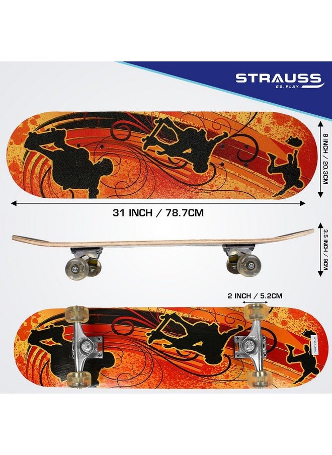 Bronx Yb Lightweight Skateboard With Unique Graphics|31 X 8 Inches With 8 Layer Maple Deck With High Density & Non-Slip Waterproof Grip Tape|2 Inch Pu Wheels|Smooth Ride|For 8 Years And Above