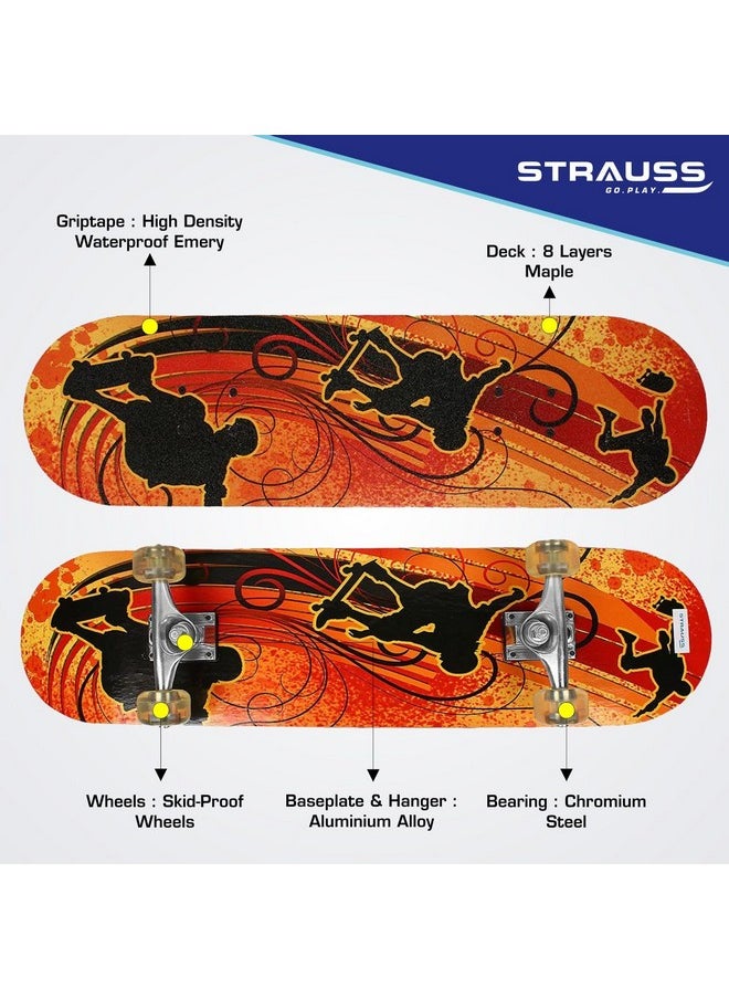 Bronx Yb Lightweight Skateboard With Unique Graphics|31 X 8 Inches With 8 Layer Maple Deck With High Density & Non-Slip Waterproof Grip Tape|2 Inch Pu Wheels|Smooth Ride|For 8 Years And Above
