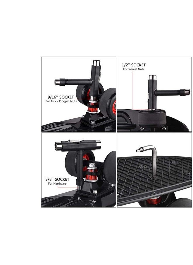 All-In-One Multi-Function Portable Skateboard T Tool Accessory With T-Type Allen Key And L-Type Phillips Head Wrench Screwdriver