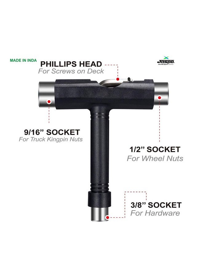 All-In-One Multi-Function Portable Skateboard T Tool Accessory With T-Type Allen Key And L-Type Phillips Head Wrench Screwdriver