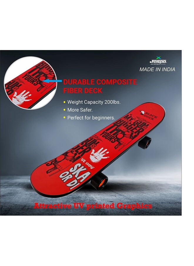 Black Duck Fibre Skateboard - 26X6.5 Inch, Fully Assembled For All Ages (Gunshot) - Fiber