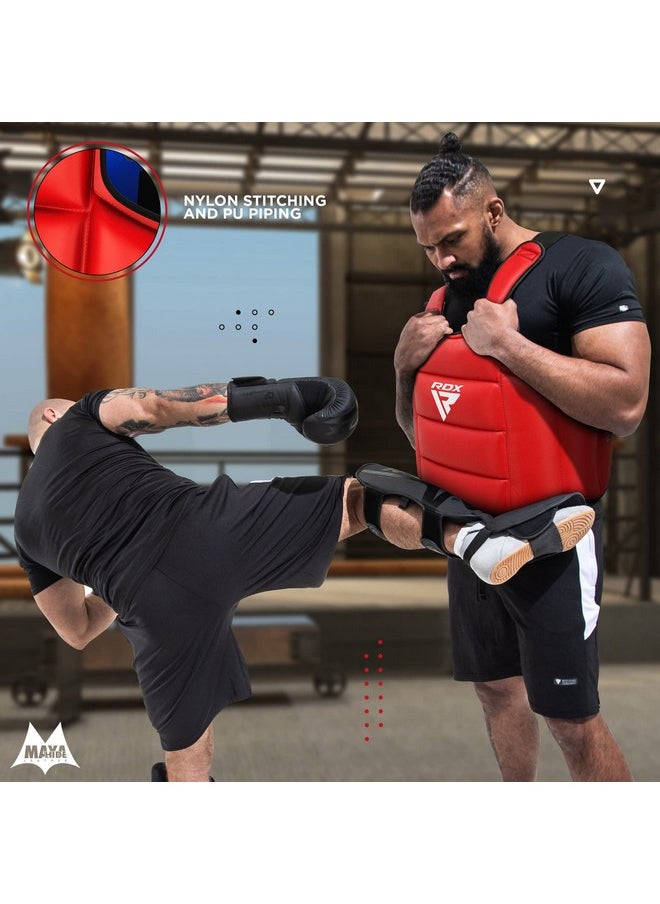 Boxing Body Protector Reversible, Kickboxing Mma Muay Thai Chest Guard, Sparring Training Heavy Punching, Adjustable Shield, Martial Arts Upper Belly Protection Pad, Taekwondo Tkd Vest