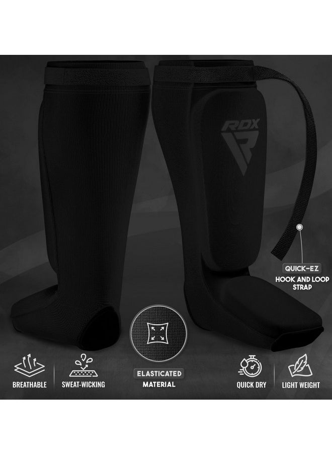 Shin Guards Kickboxing Muay Thai, Satra Approved, Mma Leg Instep Protection Pads, Sparring Training Martial Arts Boxing, Elasticated Padded Protector, Karate Bjj Taekwondo Gear, Men Women