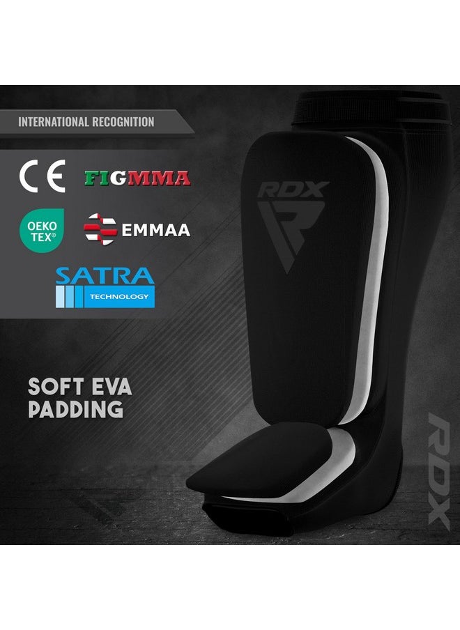 Shin Guards Kickboxing Muay Thai, Satra Approved, Mma Leg Instep Protection Pads, Sparring Training Martial Arts Boxing, Elasticated Padded Protector, Karate Bjj Taekwondo Gear, Men Women
