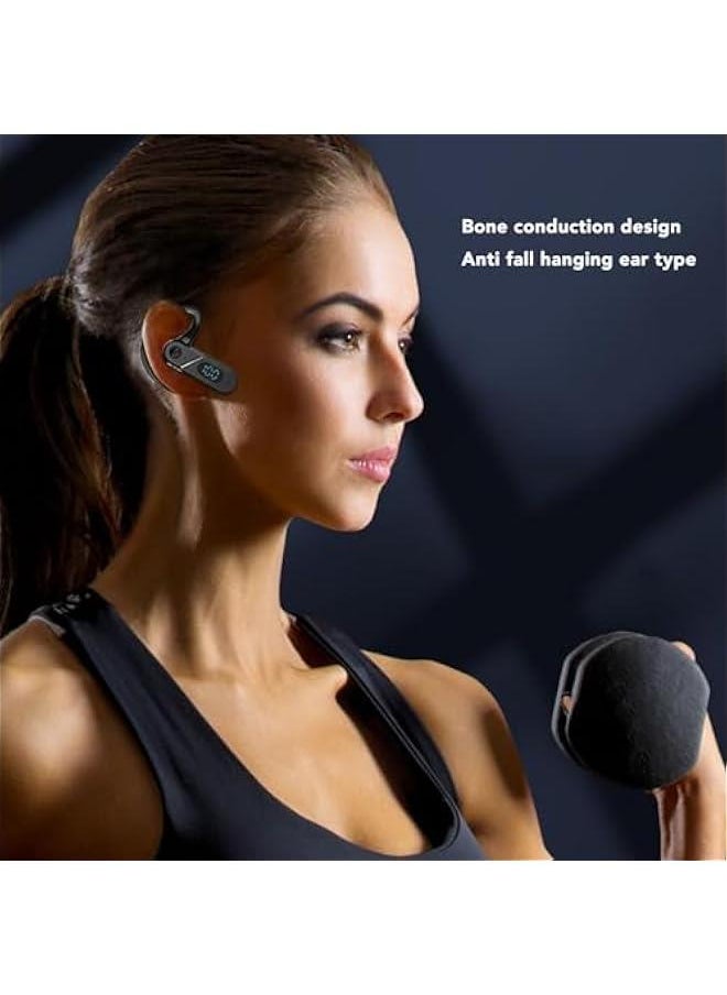 Single Ear Bluetooth Headset, Hands fr ee Headset with Digital Display, Bluetooth 5.2 Earpiece Earphone, Graphene Diaphragm Technology, Suitble for Driving Running