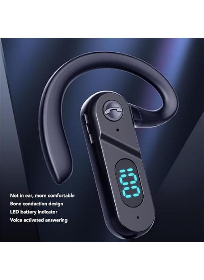 Single Ear Bluetooth Headset, Hands fr ee Headset with Digital Display, Bluetooth 5.2 Earpiece Earphone, Graphene Diaphragm Technology, Suitble for Driving Running