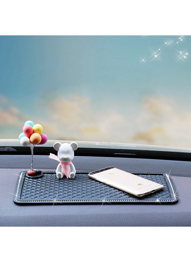 Anti-Slip Car Dash Grip Pad for Cell Phone, Keychains, Sun Glasses,Stand,New Handmade Crystal Rhinestone Mat for Navigation Cell Phone 11.5 x 6 inch (Black)