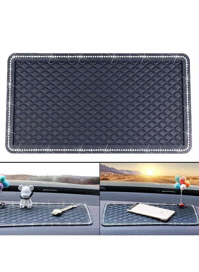 Anti-Slip Car Dash Grip Pad for Cell Phone, Keychains, Sun Glasses,Stand,New Handmade Crystal Rhinestone Mat for Navigation Cell Phone 11.5 x 6 inch (Black)