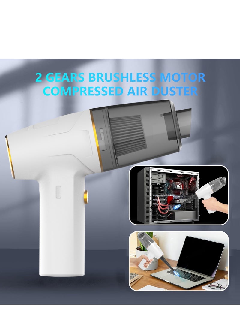 INGUNAR Car Vacuum Cleaner, Cordless Handheld Vacuum, Brushless DC Motor 12000PA Maximum Suction,Mini Portable Vacuum Cleaner Rechargeable for Home,Office,Kitchen,Office (White)