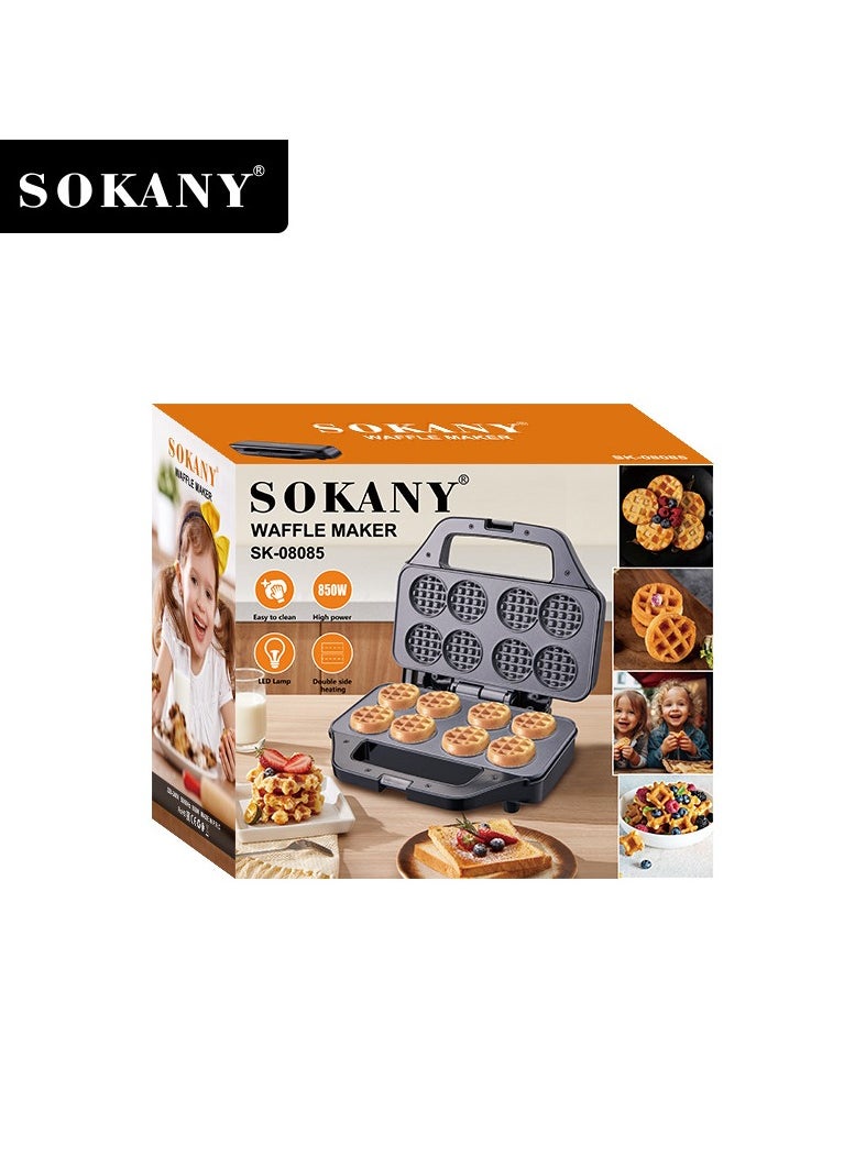 Electric Waffle Maker, Snacks Maker, 8 Waffles Non-Stick 850 Watts SK-08085 Black