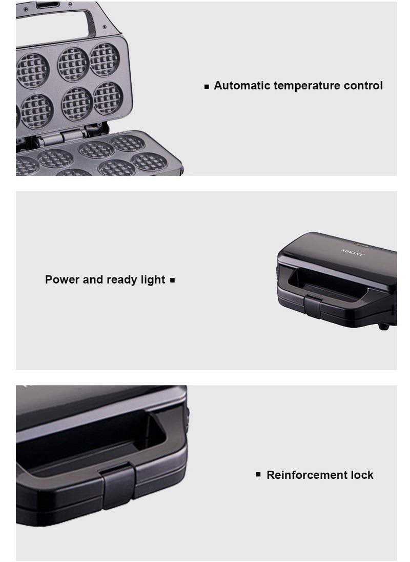 Electric Waffle Maker, Snacks Maker, 8 Waffles Non-Stick 850 Watts SK-08085 Black