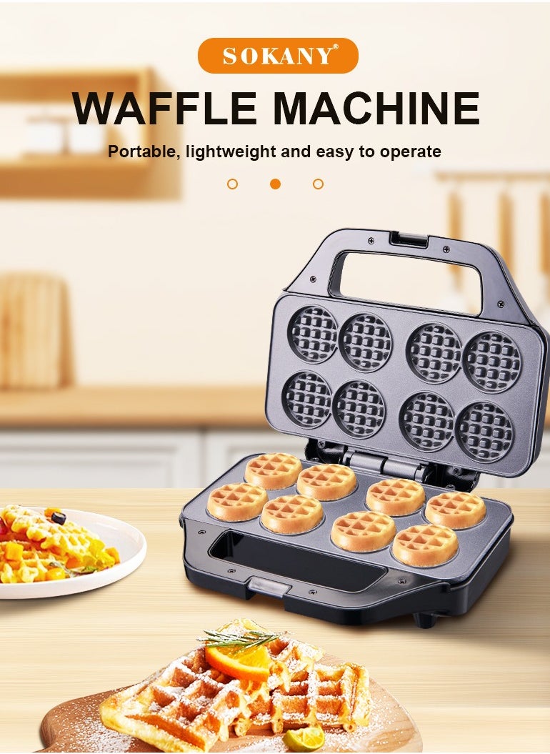 Electric Waffle Maker, Snacks Maker, 8 Waffles Non-Stick 850 Watts SK-08085 Black