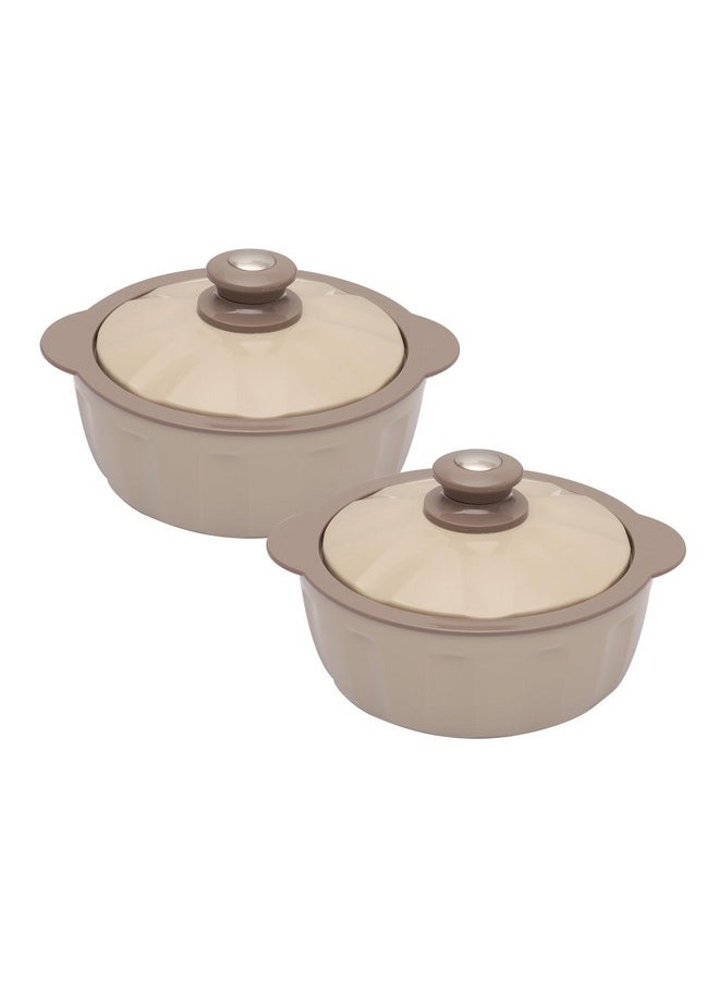 JAYPEE HOTFEAST Inner Stainless Steel Casserole Twin Set of 2, 800ml, BPA Free Insulated casserole Set |Sabji Container |Small Chapati Box |Food Grade Serving Set, Coffee