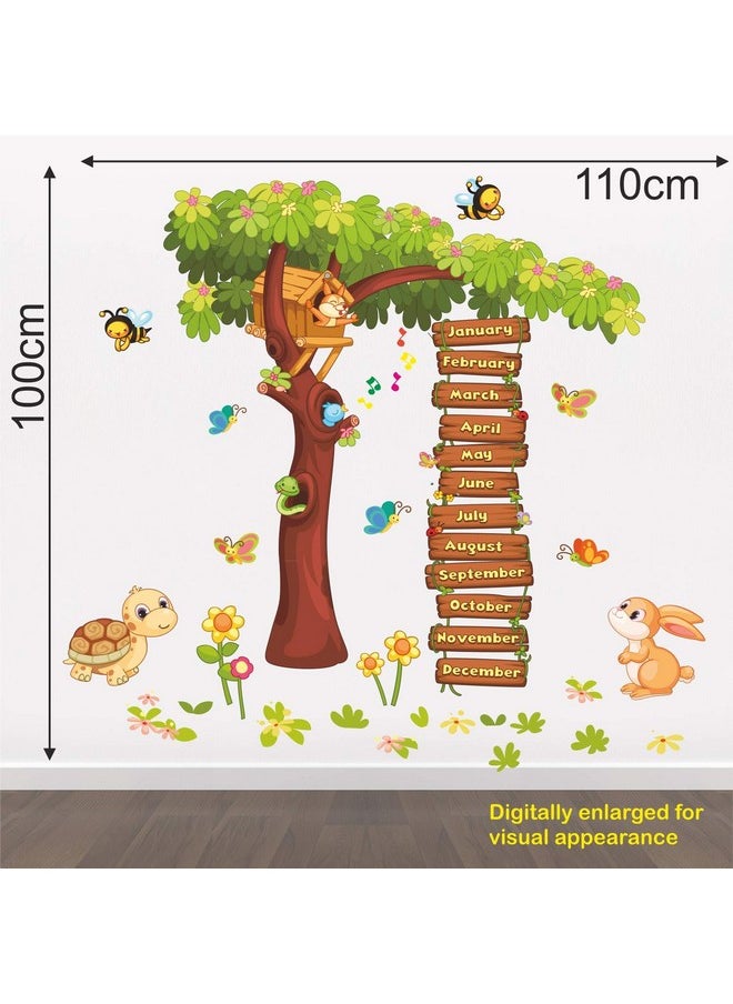 StickMe Months of The Year Kids Learning Education Nursery School Kinder Garden Wall Sticker 110cm x 100cm (Multicolour, Vinyl)