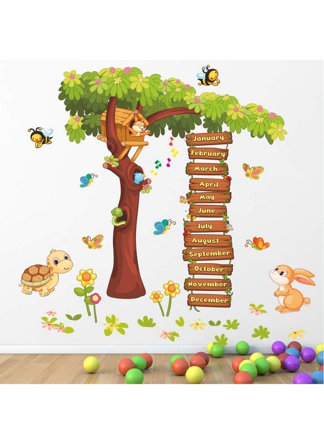 StickMe Months of The Year Kids Learning Education Nursery School Kinder Garden Wall Sticker 110cm x 100cm (Multicolour, Vinyl)