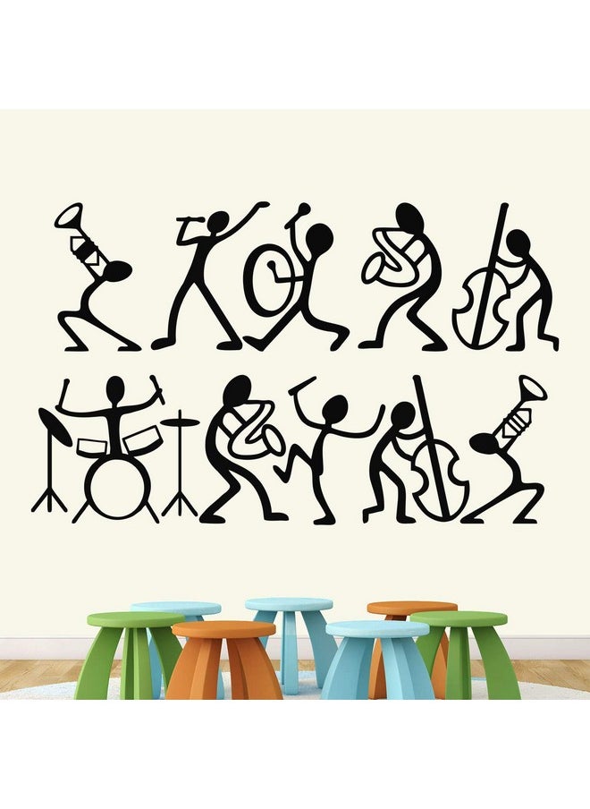 StickMe 'Happy Music Band - Doodle - Set of 10 Stair Wall Stickers' -SM555 (Multi Colour, Vinyl - 120cm X 60 cm)