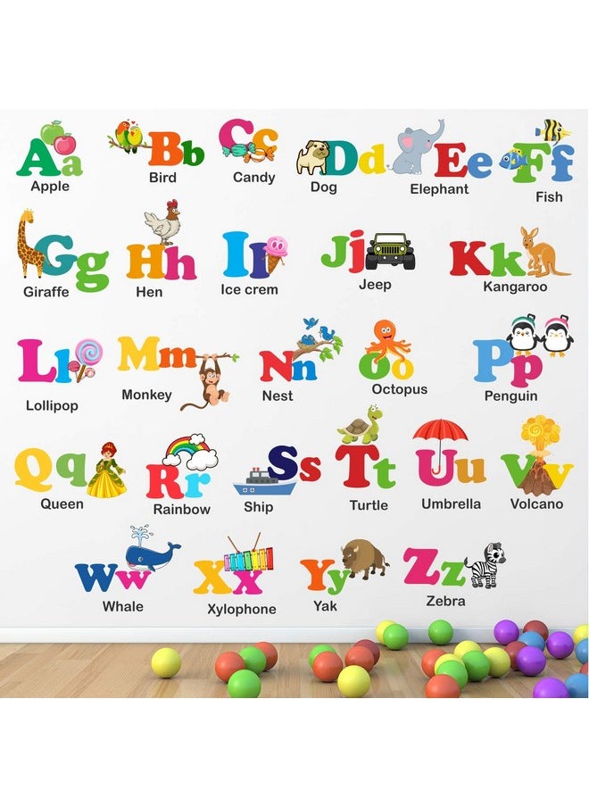 StickMe PVC Vinyl Baby Kids Learning Education Nursery, Pre School and Kindergarten Alphabets Wall Sticker (Multicolour, 110 x 100 cm)