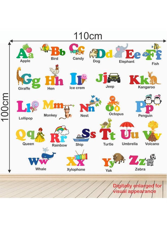 StickMe PVC Vinyl Baby Kids Learning Education Nursery, Pre School and Kindergarten Alphabets Wall Sticker (Multicolour, 110 x 100 cm)