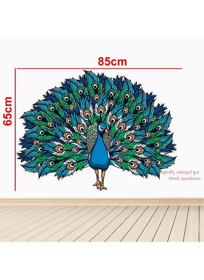 StickMe 'Beautiful - Peacock - King Of Birds - Nature - Creative - Colorful Wall Reusable Self-Adhesive Sticker ' -Sm607 (Multi Colour, Vinyl - 85Cm X 65 Cm)