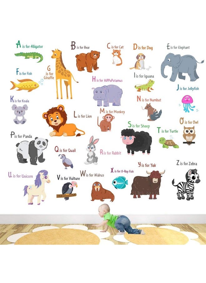 StickMe 'Animal Alphabets N Baby - Kids - Learning Education Nursery Pre School Kinder Garden Wall Reusable Self-Adhesive Sticker ' -Sm405 (Multi Colour, Vinyl - 100Cm X 100 Cm)