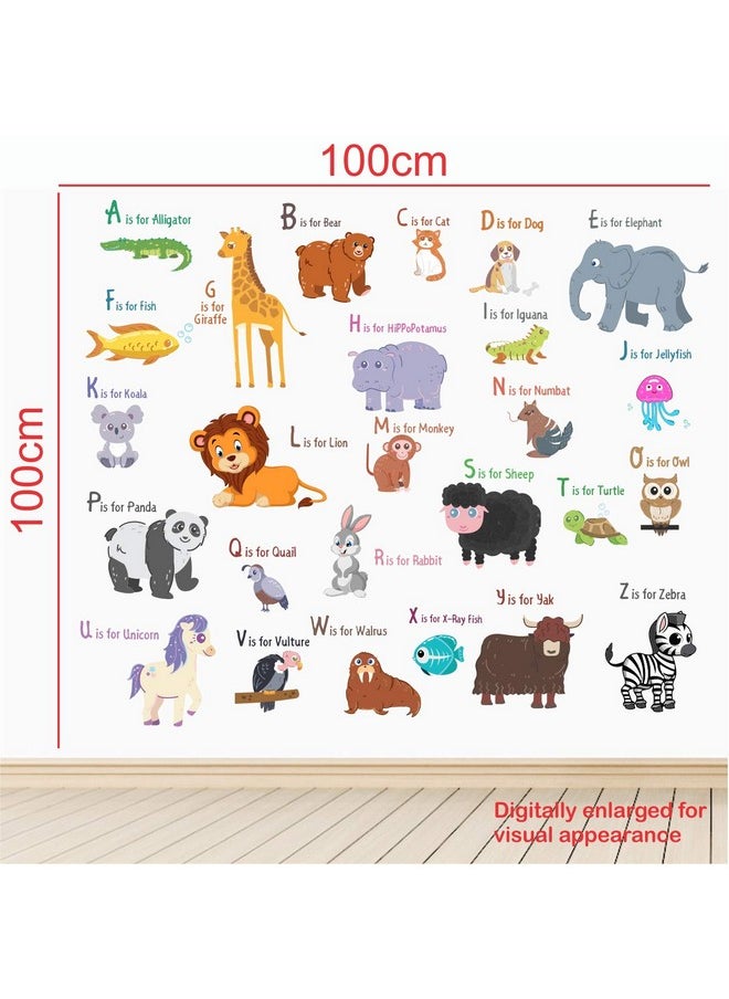 StickMe 'Animal Alphabets N Baby - Kids - Learning Education Nursery Pre School Kinder Garden Wall Reusable Self-Adhesive Sticker ' -Sm405 (Multi Colour, Vinyl - 100Cm X 100 Cm)