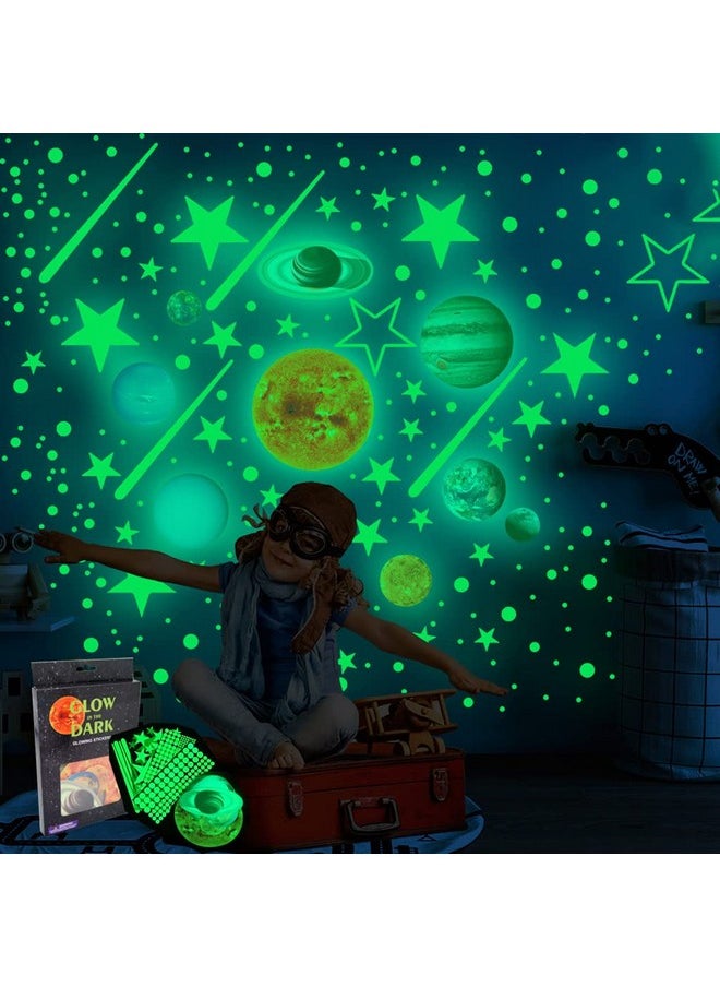 HASTHIP® 110pcs 3D Luminous Wall Paper Sticker Night Glow Solar System Theme Wall Decoration Sticker Fluorescent Planet Wall Sticker, Ceiling Decoration for Kids Room, Starry Bedroom, Living Room