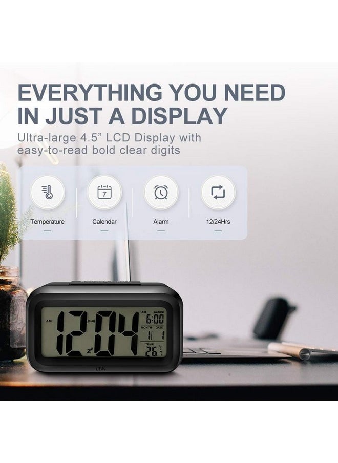 CBK Plastic Digital Alarm Clock Table Clock For Students, Home, Office, Corporate With Automatic Sensor, Date & Temperature, 5.91 Inch, 15 cm,Black