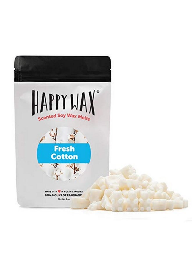 Happy Wax Fresh Cotton Scented Bear Wax Melts - Natural Strong Scented Fresh Wax Melts Infused w/Essential Oils - Non Toxic Wax Melt & Pet Safe Wax Melts - (8 oz Pouch)