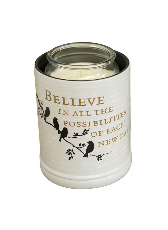 Elanze Designs Birds on a Tree Grey Believe Ceramic Stoneware Electric Large Jar Candle Warmer