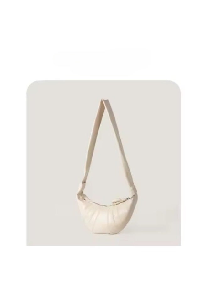 Stylish PU Leather Tote Bag – Soft Moon Design Handbag with Zipper for Women