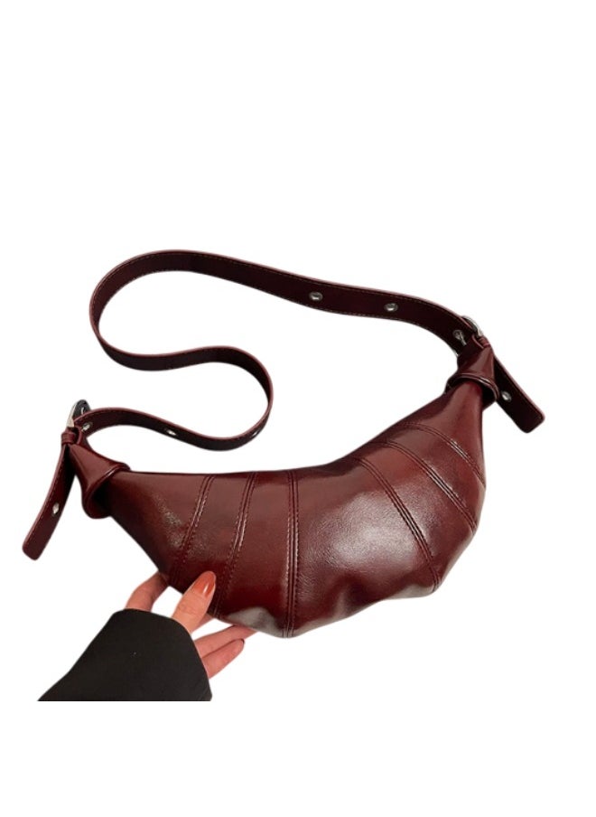 Stylish PU Leather Tote Bag – Soft Moon Design Handbag with Zipper for Women