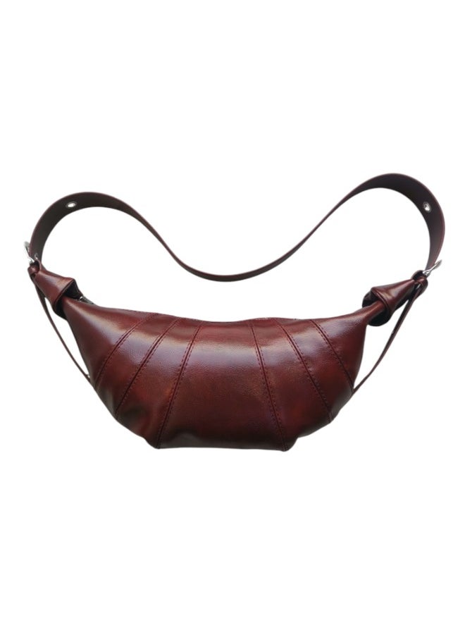 Stylish PU Leather Tote Bag – Soft Moon Design Handbag with Zipper for Women