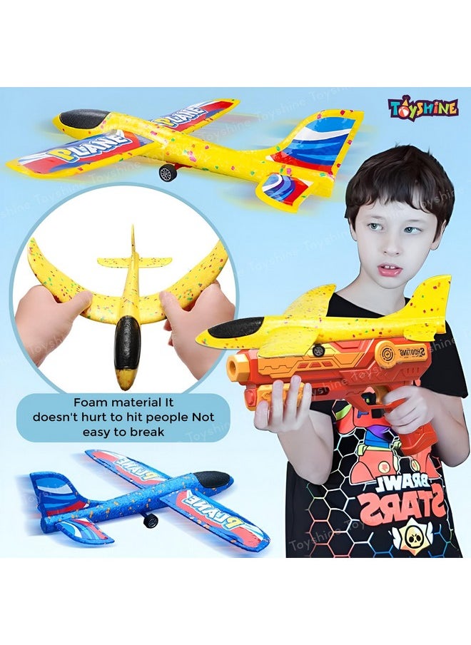 Toyshine 3 In 1 Plane Launcher Toys | Plane, Foam Darts And Foam Ball Shooter | Toy For Kids One-Click Ejection Shooting | Birthday Toy Gift For Boys And Girls, Multicolor