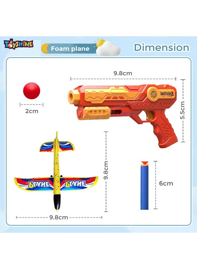 Toyshine 3 In 1 Plane Launcher Toys | Plane, Foam Darts And Foam Ball Shooter | Toy For Kids One-Click Ejection Shooting | Birthday Toy Gift For Boys And Girls, Multicolor