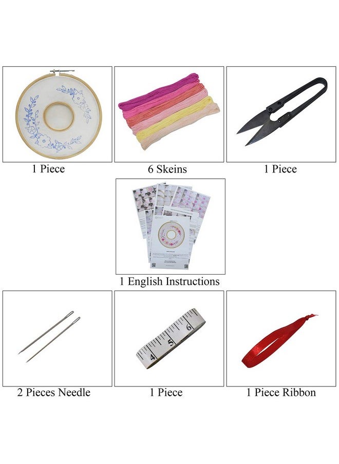 Embroiderymaterial DIY Embroidery Cross Stitch Art Kit-Craft Materials & Printed Tutorial Pages Included