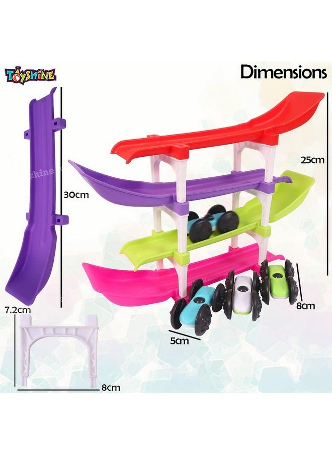 Toyshine Racer Ramp Toy with 4 Cars, 4 Ramps and Race Track for 1, 2, 3 Toddlers, Boys & Girls - Educational Vehicle Toys