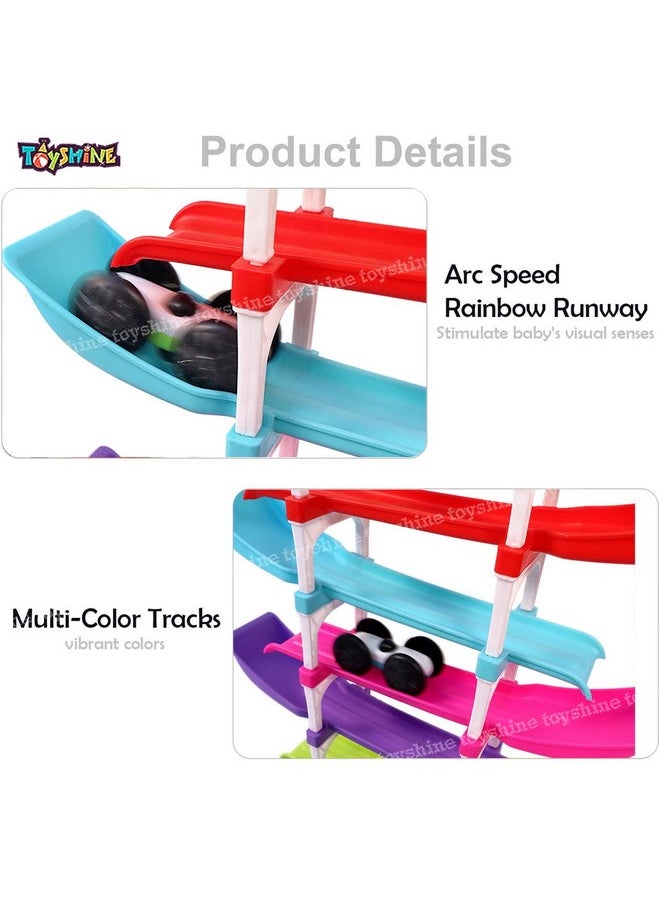 Toyshine Racer Ramp Toy with 4 Cars, 4 Ramps and Race Track for 1, 2, 3 Toddlers, Boys & Girls - Educational Vehicle Toys