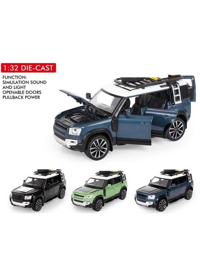 Sky Tech® Range Rover Defender 1:32 Scale Model Car Exclusive Alloy Metal Pull Back Die-cast Car Metal Pullback Toy car with Openable Doors & Light Music Best Gifts Toys Kids?Colors as Per Stock?