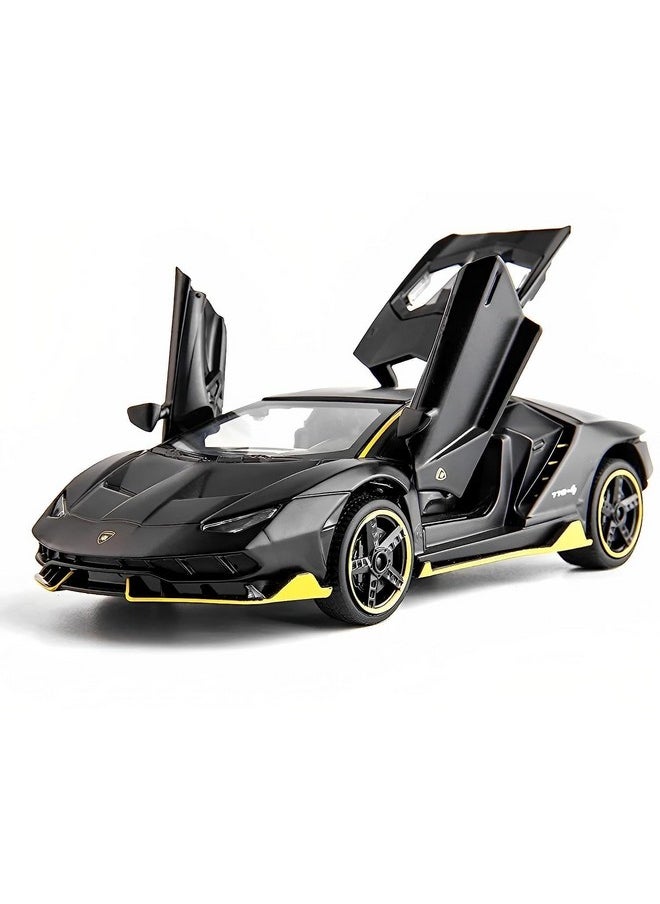 Brand Conquer Lamborghini Car Toy Die-cast Metal Car Model Car Pull Back Super Car with Openable Doors with Sound and Light for Birthdays Gift Party Decorations Girl 1:32 Scale (Lamborghini Black)