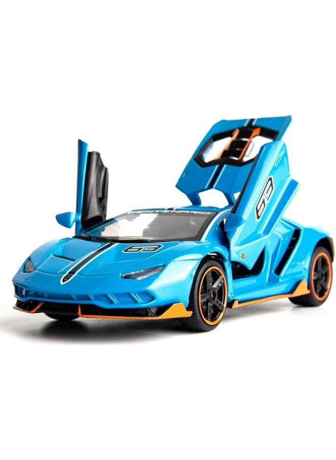 Sky Tech® Lamborghini LP770-4 Sport Car Model Car 1:32 Exclusive Alloy Metal Pull Back Die-cast Car Metal Pullback Toy car with Openable Doors & Light Music Best Gifts Toys Kids【Colors as Per Stock】