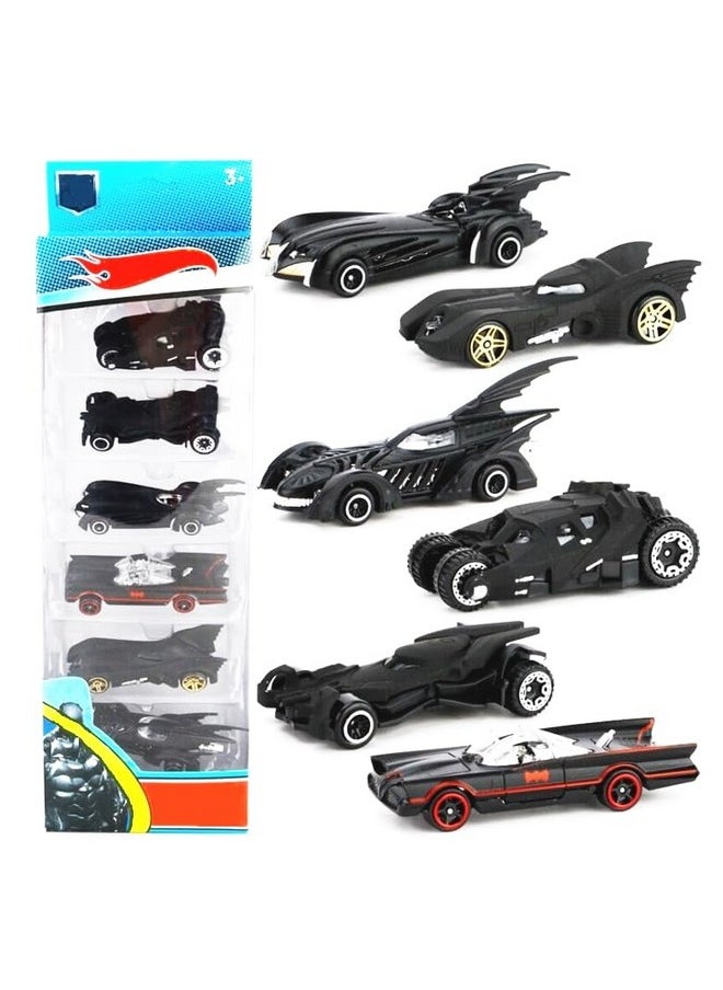 Galaxy Hi-Tech Black Bat Super Hero Metal Cars Set Push N Go 6 Pcs Vehicles, Racing Cars Play Set for Toddlers,Boys Die-Cast Car Set, Cake Decorations Topper Birthday Gift