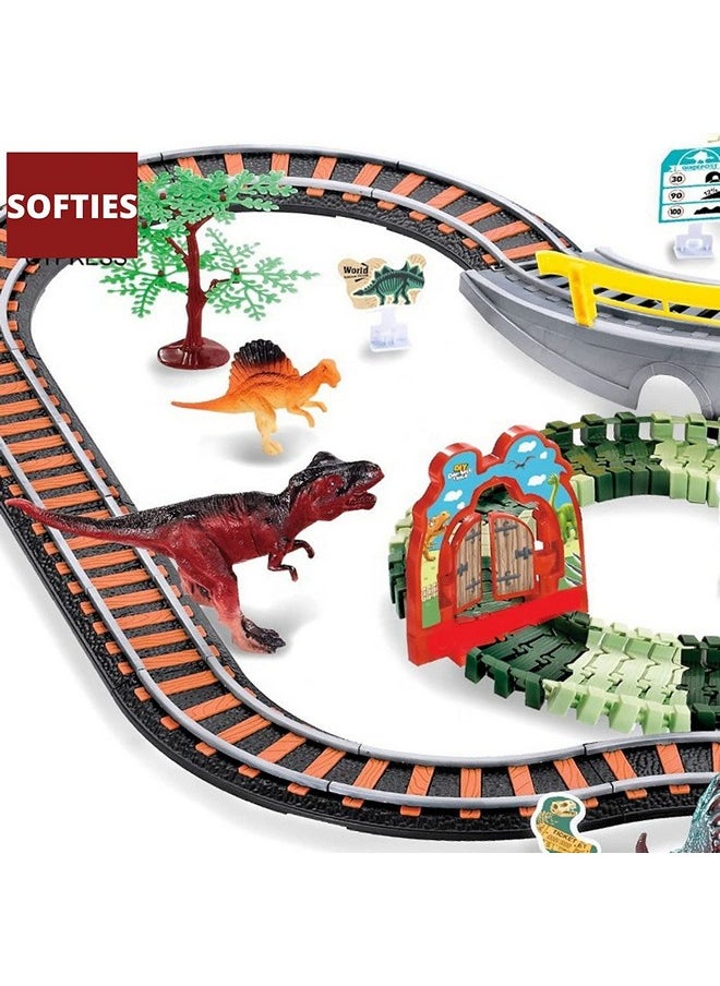 SOFTIES Toy Train with Track Set - Train Toys for Kids 5 Years & Up - Includes Car Racing Track for Kids, Dinosaur Toys for Kids 7 Years & Older - Ideal Train Set for Boys 7-14 Years