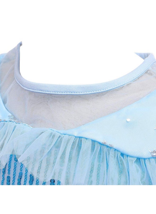 Hopscotch Girls Sequin Embellished Floor Length Gown In Blue Color For Ages 4-5 Years