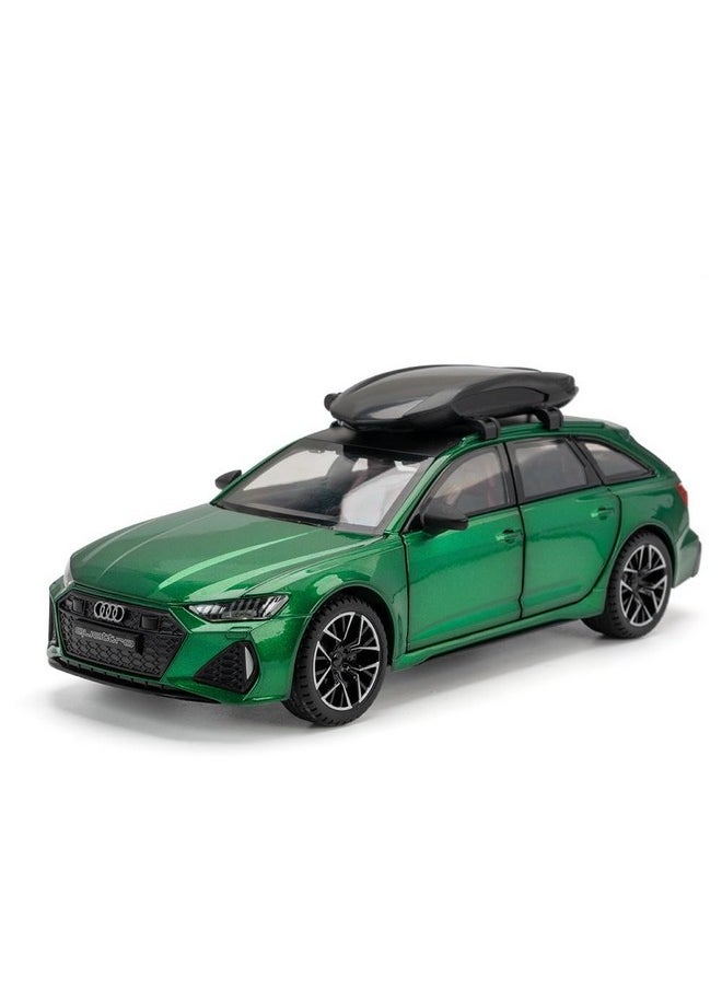 PLUSPOINT Diecast Audi RS6 Avant Toy Car 1:24 Scale Model,Pull Back Vehicles Alloy Simulation Supercar with Lights and Sound Also for Car Dashboard,Kids,Adult (1:24AudiRS6-Green)